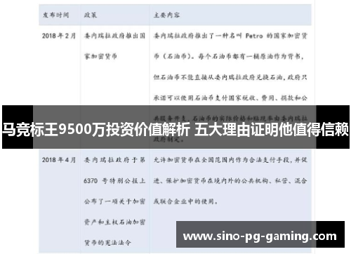 马竞标王9500万投资价值解析 五大理由证明他值得信赖